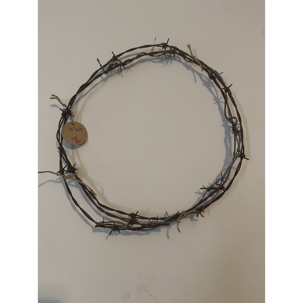 14" Barbed Wire Wreath Rusted Vintage Wall Hanging Rustic Primitive REAL Old&New